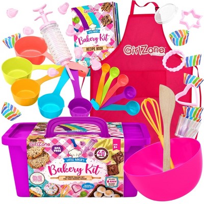 GirlZone Little Baker's Bakery Set, 40pc Kids Baking Set with Baking Utensils for Kids, Apron and Recipes to Make Baked Goods
