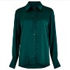Women's Long Sleeve Satin Button Down Shirt - APRICOT - 3 of 4