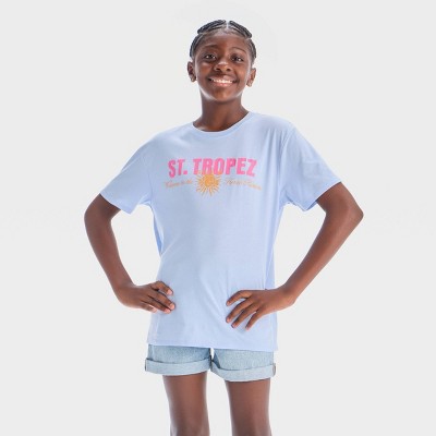 Girls' Oversized St.Tropez Graphic T-Shirt - art class™ Blue