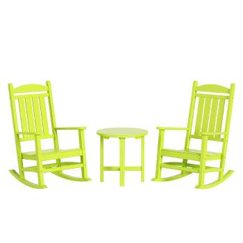 WestinTrends 3 Piece Outdoor Porch Rocking Chairs with Round Side Table Set