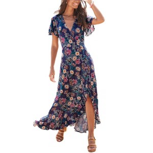 Women's Printed Side Slit Maxi Dress - LASCANA - 1 of 4