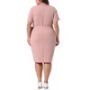 Agnes Orinda Women's Plus Belted Tie Cowl Neck Short Sleeve Pencil Tunic Dress - 4 of 4