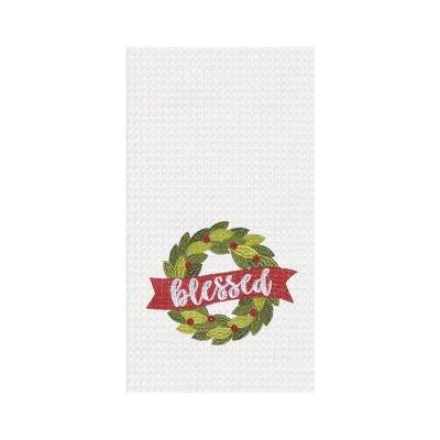 C&F Home Blessed Wreath Embroidered Waffle Weave Kitchen Towel