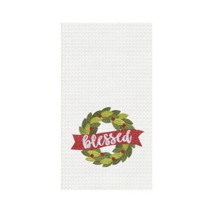 C&F Home Blessed Wreath Embroidered Waffle Weave Kitchen Towel - 1 of 3