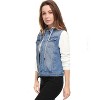 INSPIRE CHIC Women's Regular Fit Layered Drawstring Hood Denim Jacket with Pockets - 4 of 4