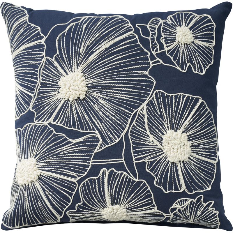 Mina Victory Embroidered Flowers Indoor Throw Pillow Cover Only, 1 of 8