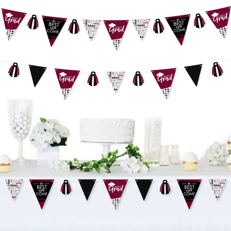 Big Dot of Happiness 30 Piece Maroon Graduation Party Pennant Triangle Banner, 3 of 10