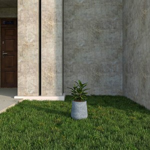 LeisureMod Orchid Fiberstone and Clay Planter Decorative Round Plant Pot with Drainage Holes - 1 of 4