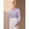 INSPIRE CHIC Women's Elegant Satin Ruffle V Neck Long Sleeve Office Work Dressy Shirt - 3 of 4
