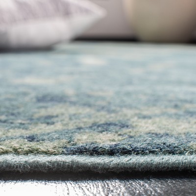 Handmade Turquoise Multi Abstract Viscose Rectangular Rug