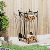 HOMCOM 30.25" 2-Tier Firewood Rack, Indoor Outdoor Wood Holder with Tools for Fireplace, Wood Stove, Fire Pit, Poker, Tongs, Broom, Shovel, Black - 2 of 4