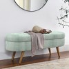 NicBex 44" Modern Storage Ottoman with Wood Legs, Linen Upholstered Storage Bench with Oval Shape, Entryway Bench for Bedroom, Living Room - 2 of 4