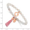 Chisel Stainless Steel Rose IP-plated Butterfly 6mm Pink Agate Beaded Stretch Bracelet with Tassel - 4 of 4