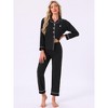 INSPIRE CHIC Women's Cotton Sleepwear Button Down Lounge Long Sleeve Shirt and Pants Pajama Sets - 2 of 4