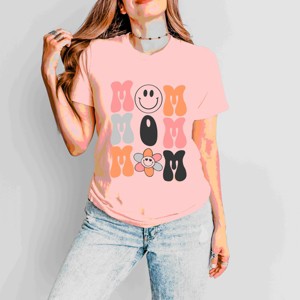 Simply Sage Market Mom Stacked Smiley Faces Short Sleeve Tee - 1 of 4
