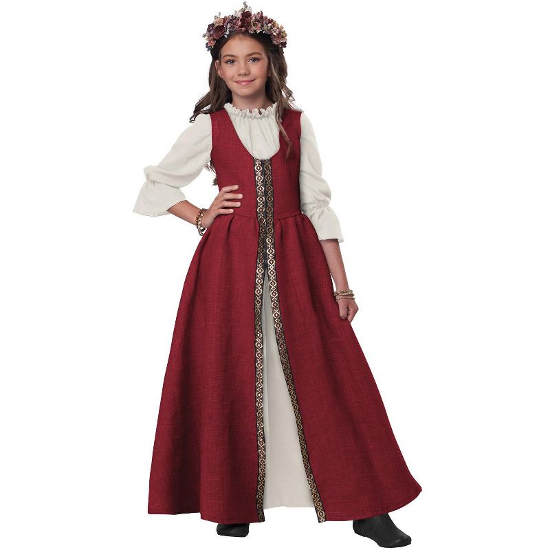 California Costumes Renaissance Faire Dress Girls' Costume (Red), 1 of 2