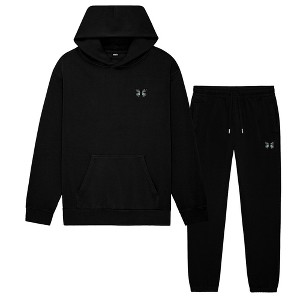 Dalix Butterfly Embroidery Midweight Fleece Sweatsuit Set Hoodie Jogger Soft Fleece Relaxed Fit Lounge Womens - 1 of 4