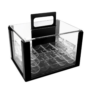 GSE 600pcs Acrylic Poker Chip Carrier, Casino Poker Chips Case with 6 Poker Chip Tray/Holder - 1 of 4
