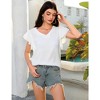 Women Tops for Summer Fashion Trendy Cap Sleeve V Neck Swiss Dot Chiffon Blouse Flowy Loose Fitting Teen T-Shirt - 3 of 4