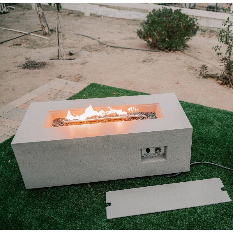 Kante 42&#34; Rectangular Concrete &#38; Metal Outdoor Propane Gas Modern Smokeless Fire Pit Table - Light Gray -  Rosemead Home &#38; Garden, Inc., 4 of 9