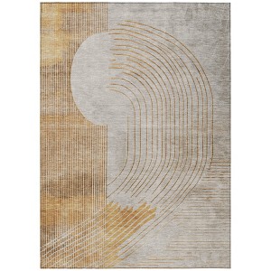 Gold And Ivory Geometric Washable Indoor Outdoor Area Rug - 1 of 4