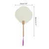 Unique Bargains Portable Double-Sided Long Handle Round Four-Petal Folding Fan 1 Pc - 2 of 4