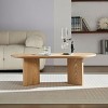 Modern MDF Coffee Table,Oval Side Table With MDF Pedestal Base,Wooden Small Accent Center Table For Living Room,Apartment-Coolbibila - 3 of 4