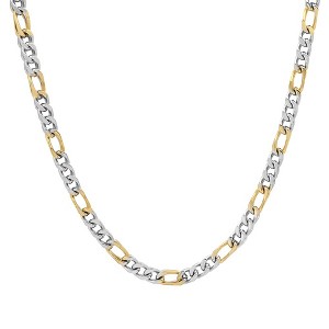 Steeltime 24" two tone stainless steel and 18k gold plated figaro chain - 1 of 4