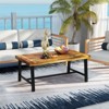 Tangkula Acacia Wood Coffee Table Outdoor Rectangle Center Table w/ Thickened Top - 3 of 4