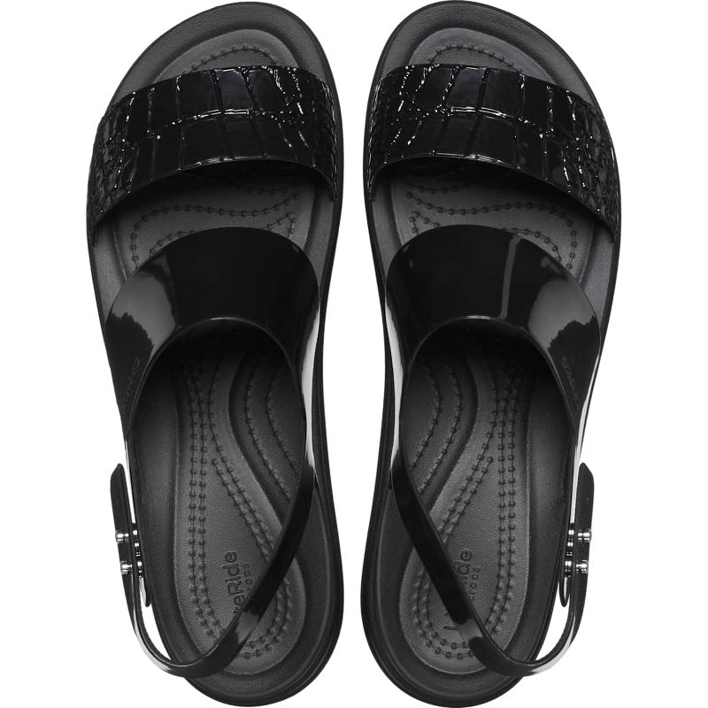 Crocs Women's Brooklyn Croco Shine Low Wedge Sandals, 3 of 7