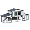 PawHut 88.5" Wooden Rabbit Hutch Bunny Hutch Guinea Pig House with Removable Tray, Double Ramp and Weatherproof Asphalt Roof for Outdoor - 4 of 4