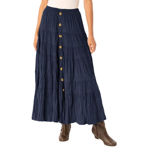 Woman Within Women's Plus Size Moleskin Skirt - 1x, Navy : Target