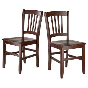 Set of 2 Madison Slat Back Chairs Walnut - Winsome: Hardwood Construction, Contoured Seat, 220lb Capacity - 1 of 4