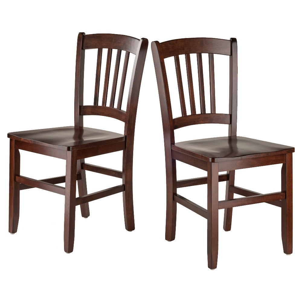 Photos - Dining Table Set of 2 Madison Slat Back Chairs Walnut - Winsome: Hardwood Construction, Contoured Seat, 220lb Capacity