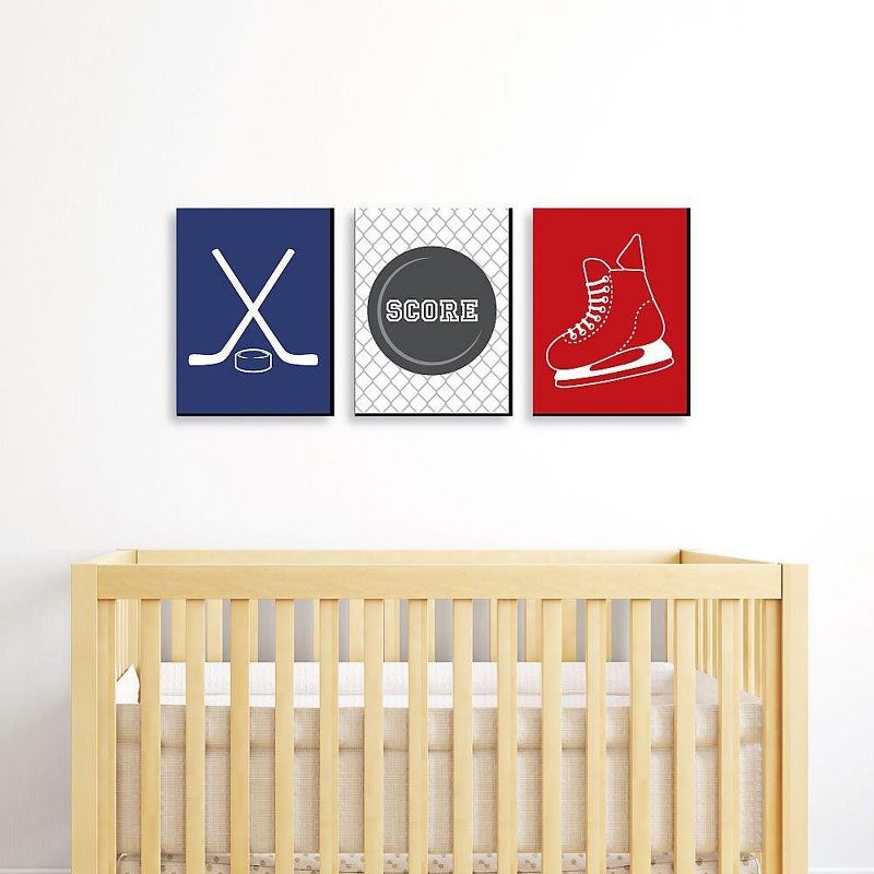 Big Dot of Happiness Shoots and Scores - Hockey - Sports Themed Nursery Wall Art, Kids Room Decor & Game Room Decor - 7.5 x 10 inches -Set of 3 Prints, 2 of 8