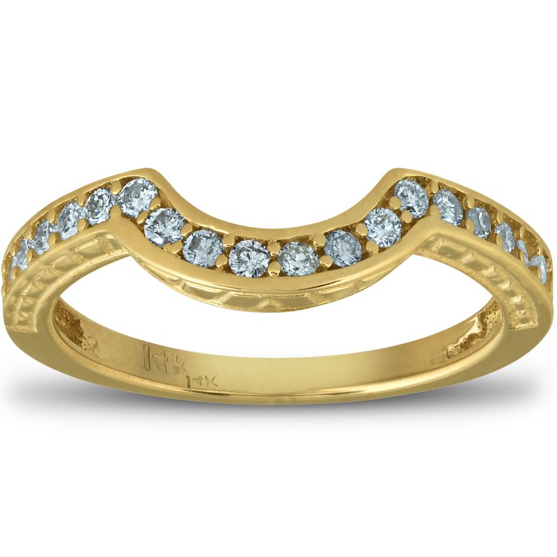 Pompeii3 1/5 Ct Diamond Curved Wedding Engagement Ring Enhancer Band 14k Yellow Gold, 1 of 5