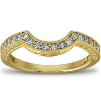 Pompeii3 1/5 Ct Diamond Curved Wedding Engagement Ring Enhancer Band 14k Yellow Gold