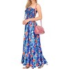 LA LEELA Women's Tube Dress Top Flowy Maxi One Size Horizon Floral Stripes - 2 of 3