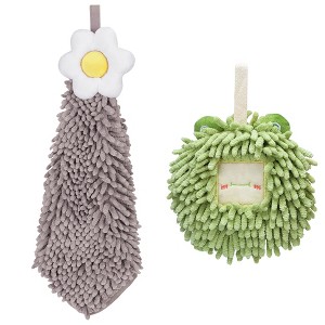 REGALWOVEN 2 Packs Soft Absorbent Cute Decorative Chenille Hand Towel for Bathroom 6" x 15"/7" x 7" - 1 of 4