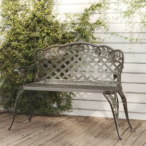 vidaXL Patio Bench 42.5" Cast Aluminum Green - 1 of 4