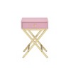 16" Coleen Accent Table Pink/Gold Finish - Acme Furniture: Brass Base, Wood Veneer, No Assembly Required - 3 of 4