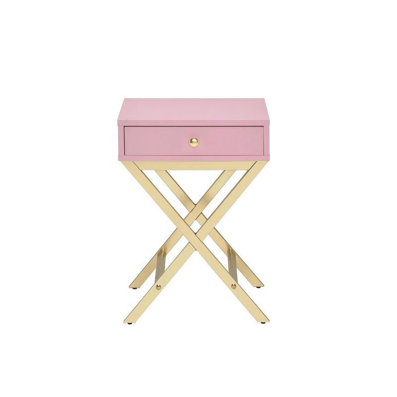 16&#34; Coleen Accent Table Pink/Gold Finish - Acme Furniture, 3 of 5
