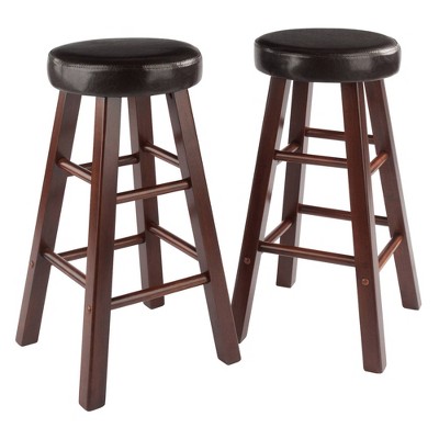 24" 2pc Maria Cushioned Counter Height Barstools Walnut/Espresso - Winsome