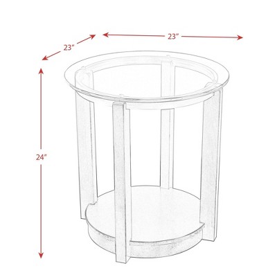 Contemporary Espresso Round End Table with Glass Top