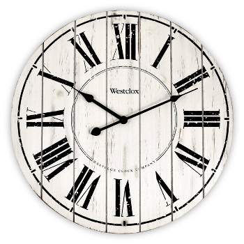 18" Plank Wood Wall Clock White - Westclox