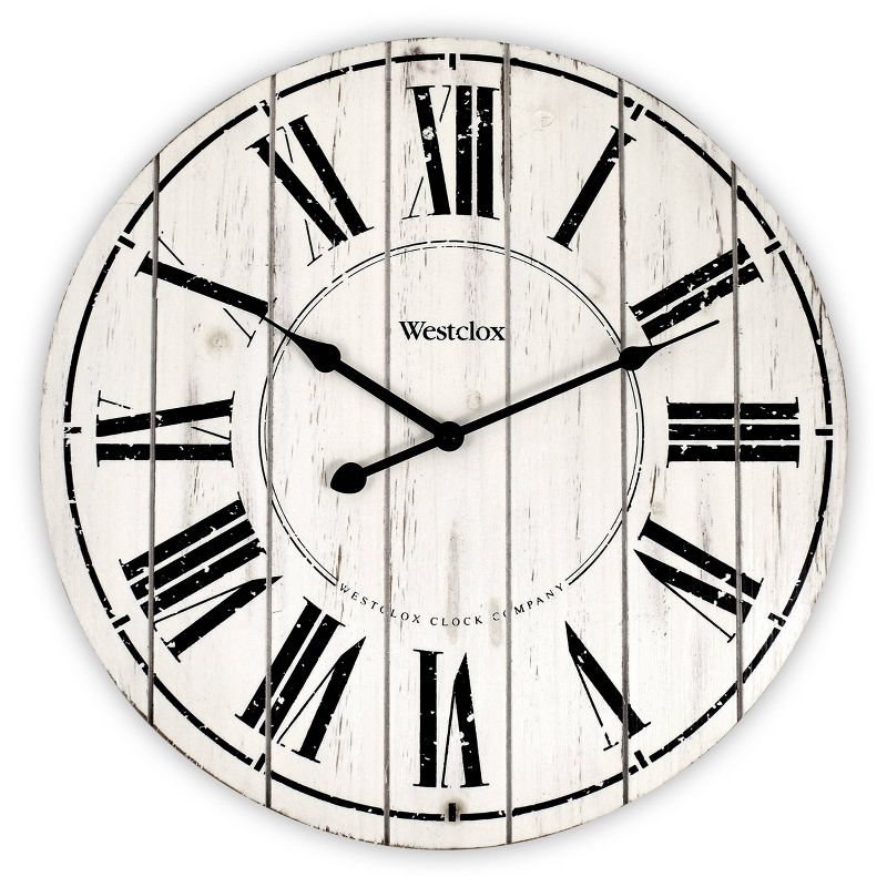18&#34; Plank Wood Wall Clock White - Westclox, 1 of 7