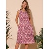 INSPIRE CHIC Women's Summer Beach Casual Sleeveless Crewneck Printed Midi Sundress with Pockets - 4 of 4