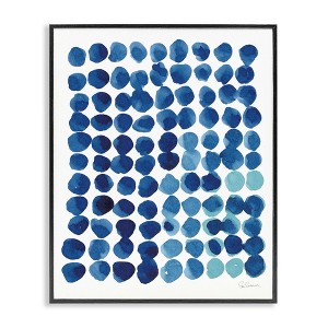 Stupell Industries Blue Polka Dot Pattern Circle Shape Grid Watercolor Framed Giclee Art - 1 of 4