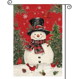 Lomsoe Lomsoe Snowman with Scarf Christmas Garden Flag 12x18 Inch Winter Farmhouse Yard Outdoor Decorative Flag Christmas Gift - 1 of 1