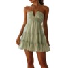 Women's Tiered Halter Ruched Mini Dress Beach Party Dresses - 3 of 4